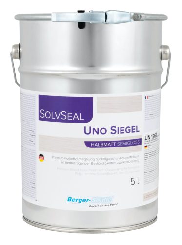 SolvSeal Uno Siegel - Oldószeres kétkomponensű nagy keménységű poliuretán fedőlakk (A  komponens) - Paletta 63 x 5 Liter, selyemfényű